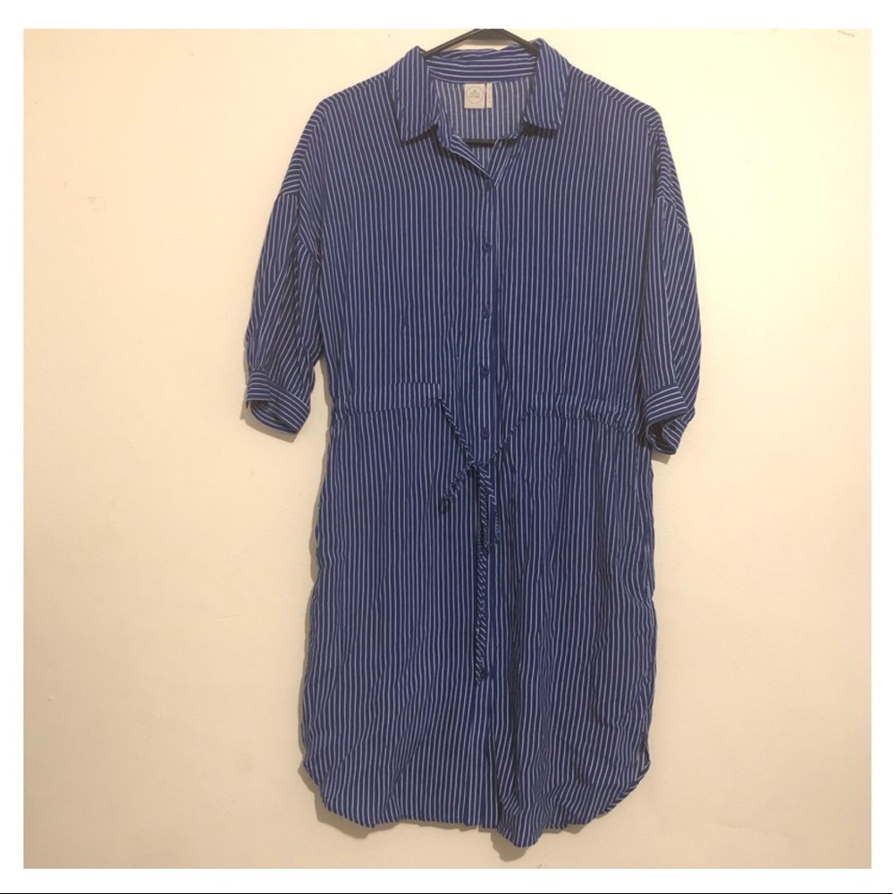 Paper Crane Blue And White Striped Dress